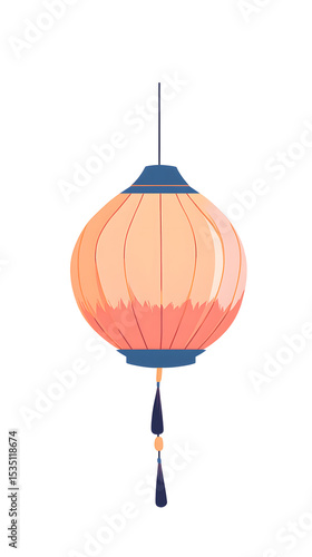 Illustration of a Traditional Hanging Lantern with Gradient Colors