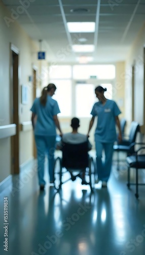 Generative AI Depiction of Hospital Corridor Ambiance with Blurred Figures