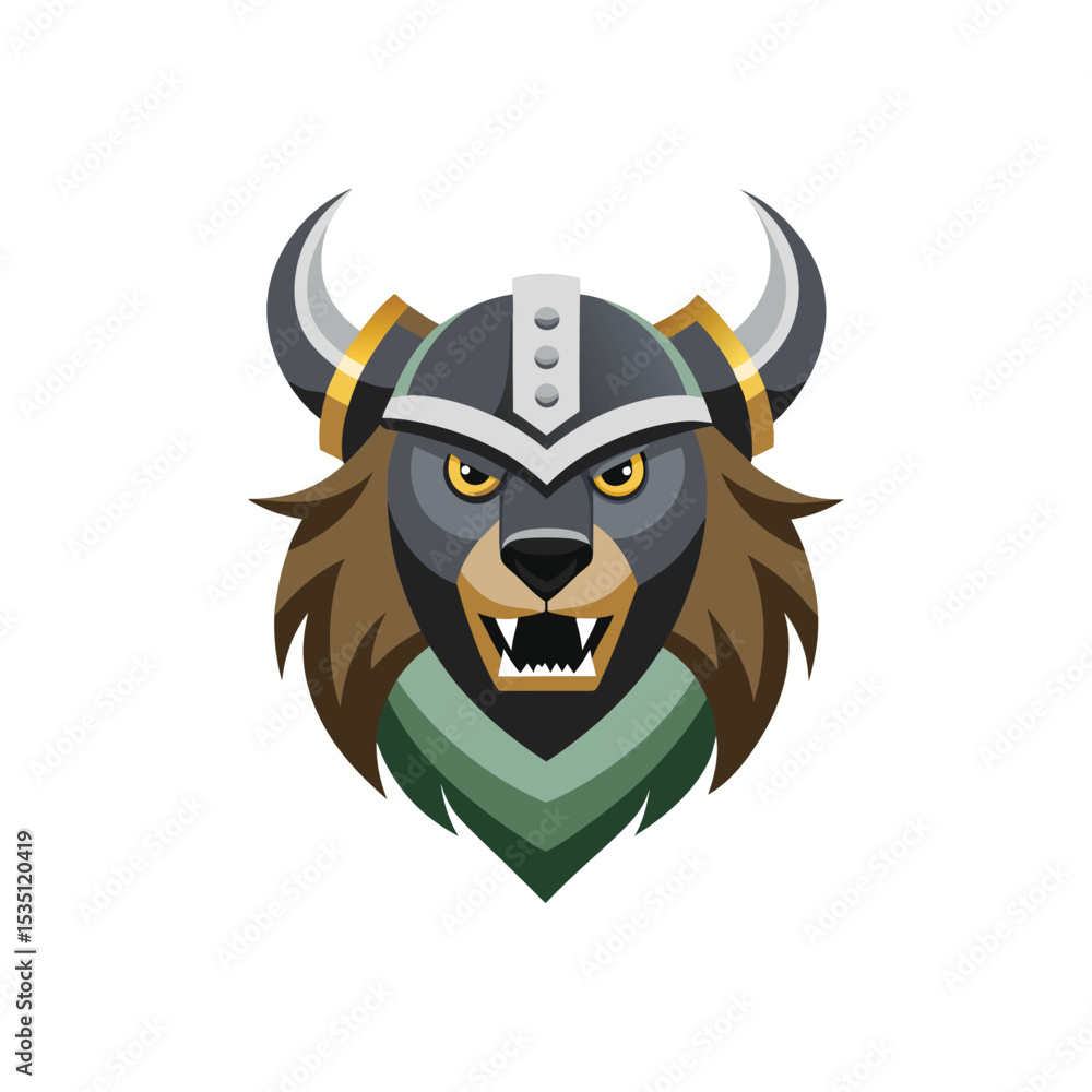 Fototapeta premium Ferocious Bear Viking icon vector illustration