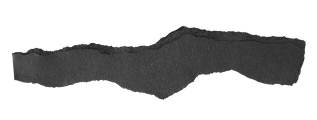 ripped torn blank black paper piece isolated on white or transparent png
