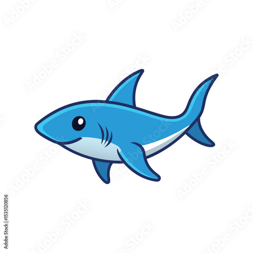  Minimal Blue Shark Swimming icon vector illustration