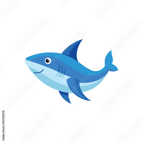  Minimal Blue Shark Swimming icon vector illustration