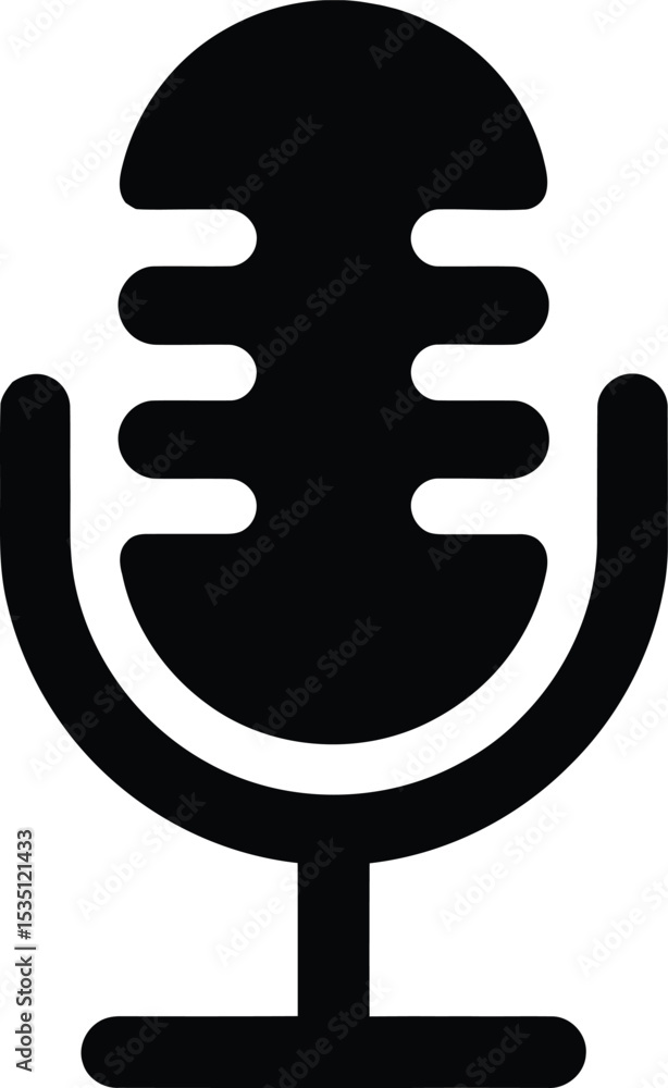 Fototapeta premium Microphone Icon - Classic Audio Recording Symbol for Podcast, Voice App, and Media UI