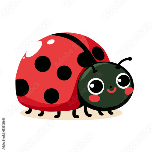 A cute and colorful vector illustration of a cartoon ladybug for kids.