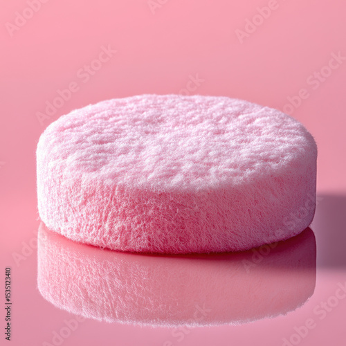 Pink sponge on pink background.