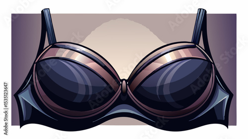 Classic push-up bra in jet black with satin finish and underwire support presented flat. The strong structure and shine enhance its appeal for sensual fashion vector compositions.

