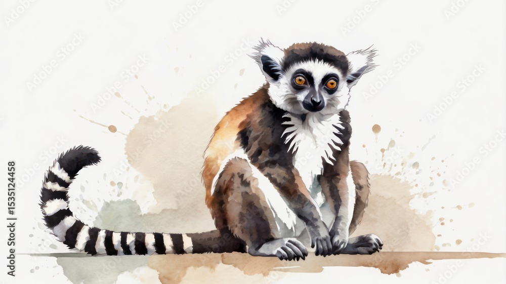 Watercolor illustration of a lemur (1) Watercolor illustration of a lemur (1)