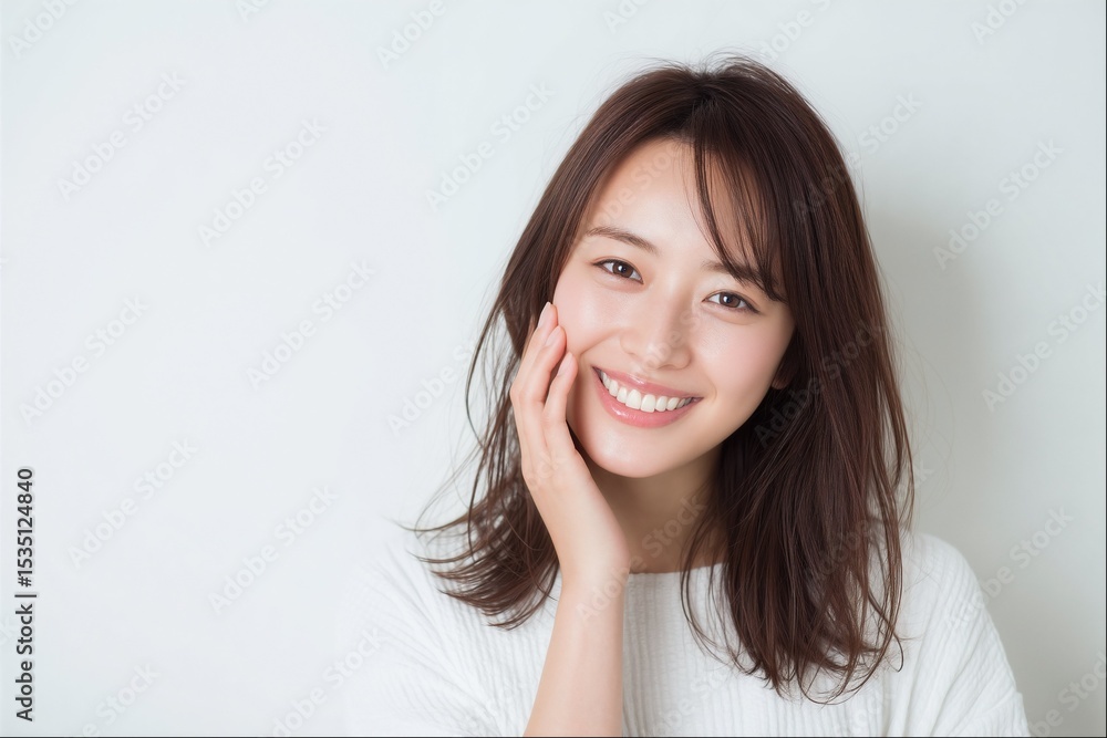 美しい肌の若い日本人女性(美容・健康・スキンケア) 美しい肌の若い日本人女性(美容・健康・スキンケア)