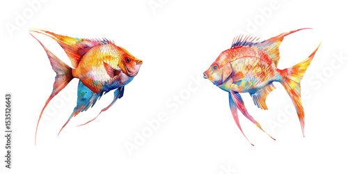 angelfish watercolor vector illustration