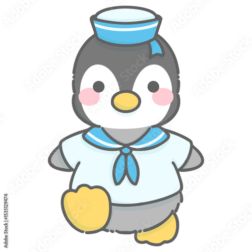 水兵さんの格好をしたペンギンのイラスト