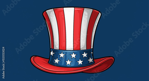 Patriotic Uncle Sam Top Hat American Flag Design Illustration