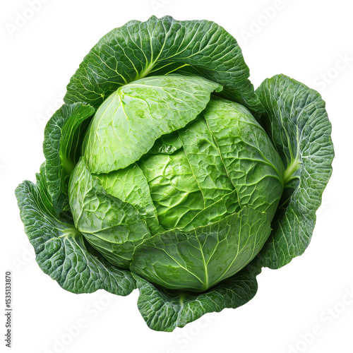  Fresh ripe whole cabbage isolated on transparent background