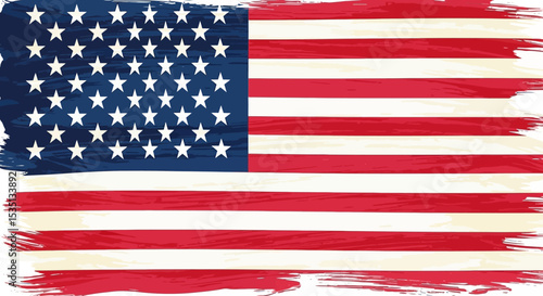 Patriotic American Flag Design Grunge Texture, Stars and Stripes