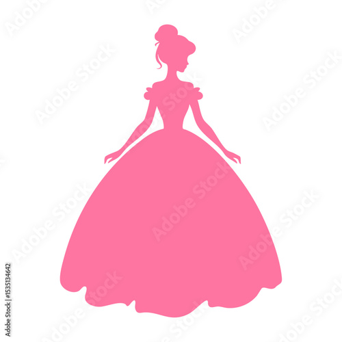 Pink Silhouette of Woman in Ball Gown