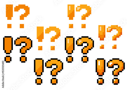 !?マークのドット絵セット（感情表現・ゲーム風・ピクセルアート）