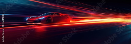 Fast-moving car on street at night