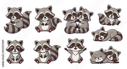 Cartoon raccoons collection