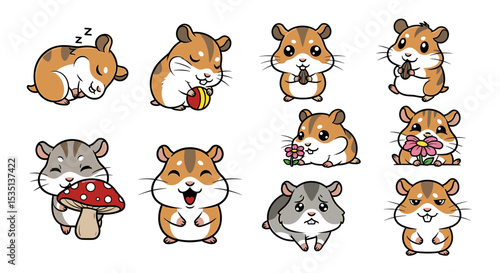 Cute cartoon hamsters collection