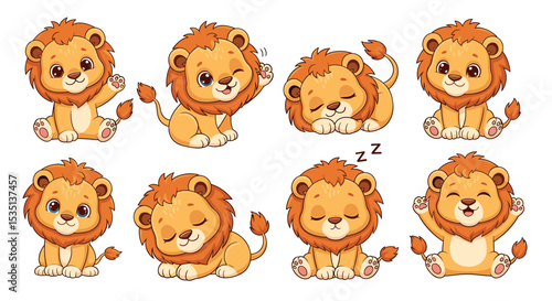 Cute cartoon lion cubs collection
