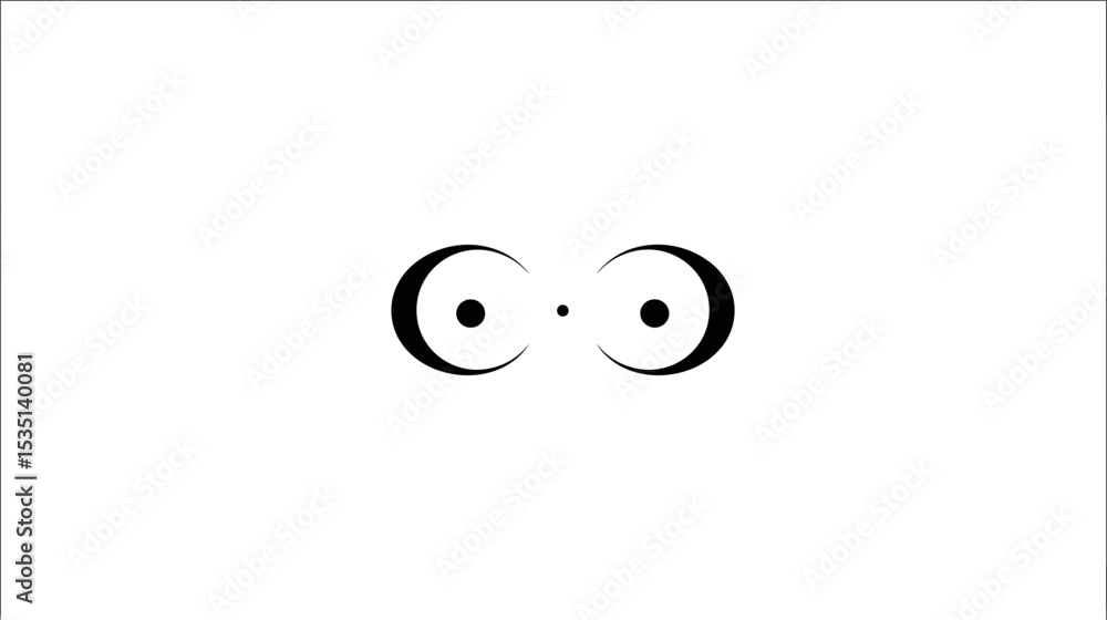 Naklejka premium Minimalist black and white graphic design featuring abstract eyes 