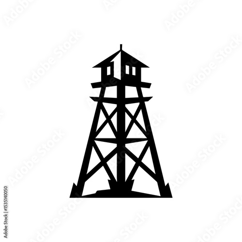 Minimal vector illustration of a short fire lookout tower  