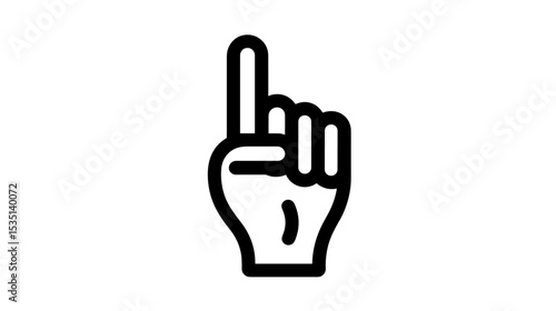 Simple black outline of hand with raised index finger gesture  