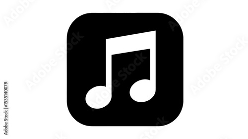 Music note icon in black and white simple design  