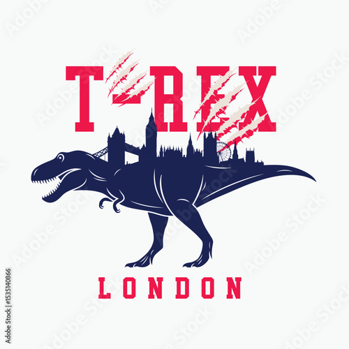 Trex London Illustration hand drawn vector