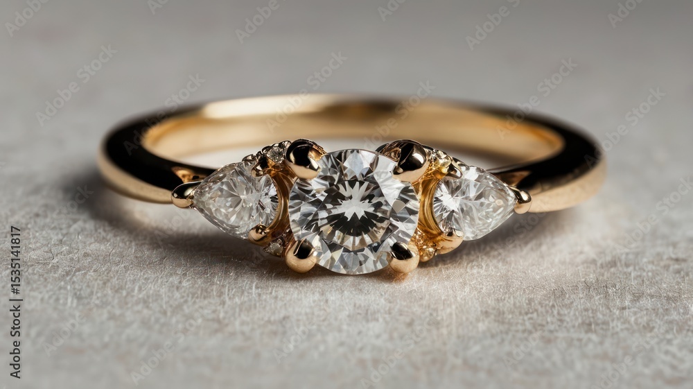 Close-up of a three-stone diamond ring Close-up of a three-stone diamond ring