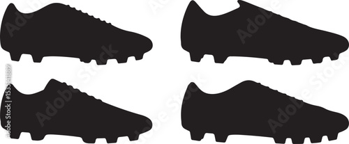 Four black silhouettes of soccer cleats