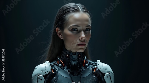 Cybernetic Woman in Sci-Fi Armor