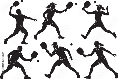 Table Tennis Player Silhouette Vector Set | Ping Pong Action Poses

