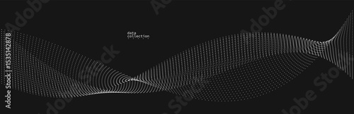 Dark grey airy particles flow vector design, abstract background with wave of flowing dots array, digital futuristic illustration, nano technology theme.