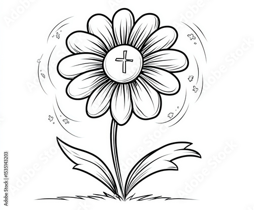 A simple flower with a cros...
