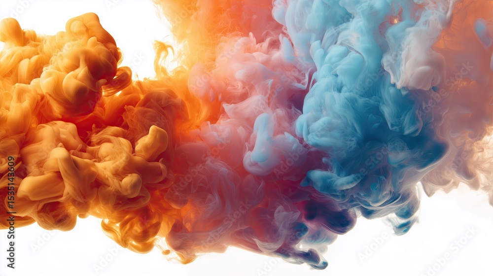 Obraz premium Fusion of Flame and Frost: Abstract Ink Swirl Encounter