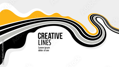 3D lines in motion vector abstract background, creative and dimensional curved stripes dynamic composition, motion and technology.