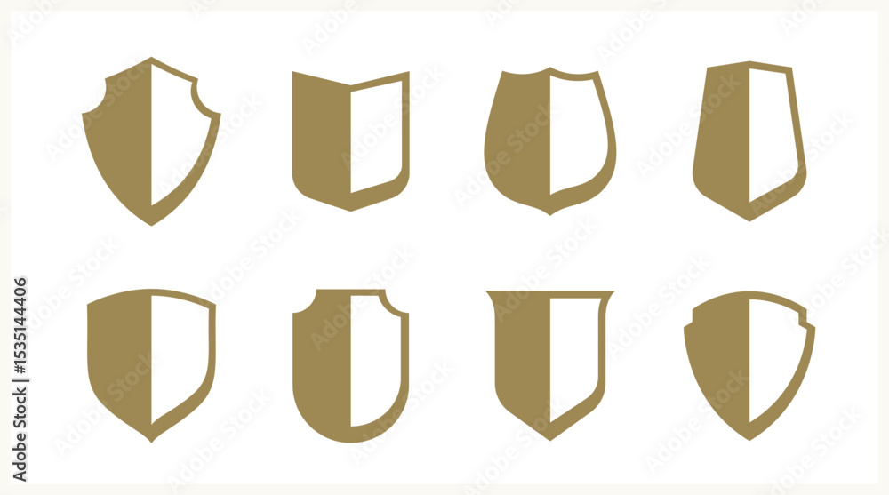 Classic shields vector set, ammo emblems collection, defense and safety icons, empty and blank design elements. Classic shields vector set, ammo emblems collection, defense and safety icons, empty and blank design elements.