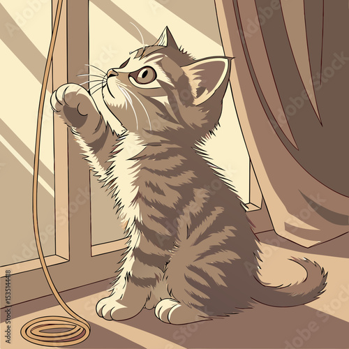 tabby cat playing sunlight