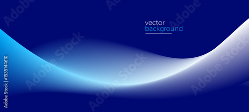 Flowing dark blue curve shape with soft gradient vector abstract background, relaxing and tranquil art, can illustrate health medical or sound of music.