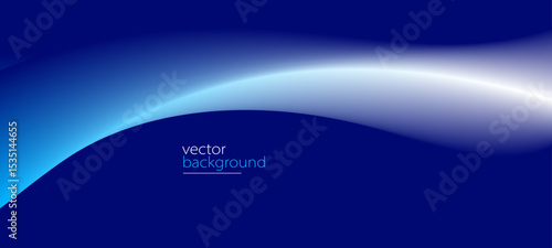 Curve shape flow vector abstract background in dark blue gradient, dynamic and speed concept, futuristic technology or motion art.