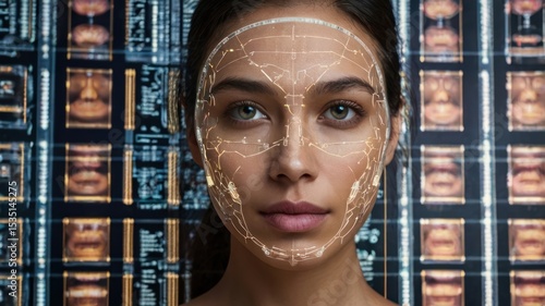 Woman's face with digital overlay