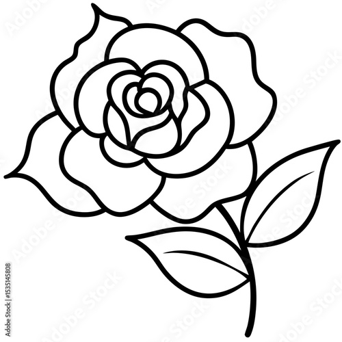 Wild Rose Vector Illustration | Generative AI & Linocut Silhouette Floral Design
