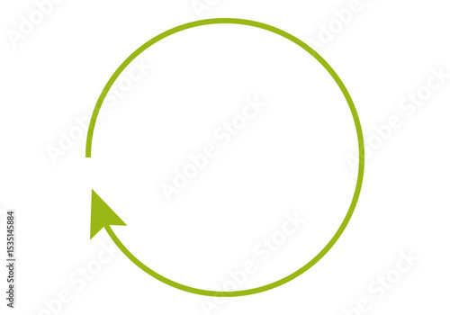 Flecha verde circular en fondo blanco
