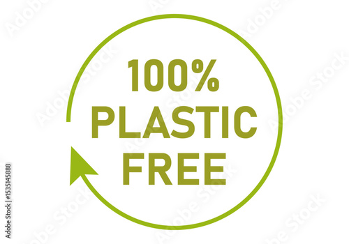 Etiqueta verde de 100 por cien libre de plásticos