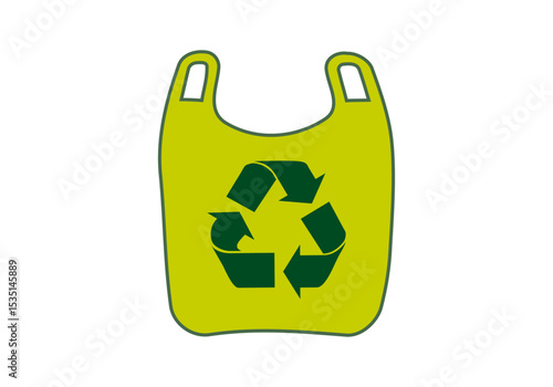 Bolsa verde de plástico con icono de reciclar