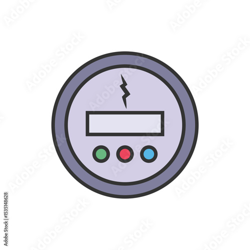 Flat Kwh Metering Icon Colorful Vector