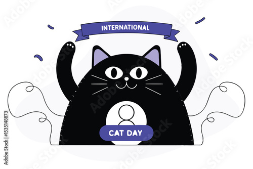 International cat day postcard design featuring cats august 8th celebration