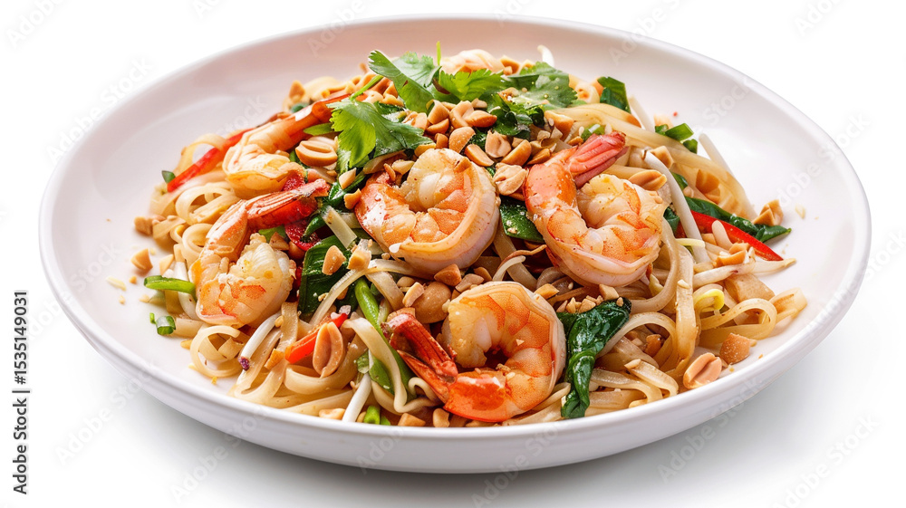 Fragrant Pad Thai noodles with shrimp, peanuts, and fresh herbs, a vibrant and delicious Thai culinary classic. Fragrant Pad Thai noodles with shrimp, peanuts, and fresh herbs, a vibrant and delicious Thai culinary classic.