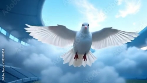 white Dove flying symbolizing the Holy Spirit