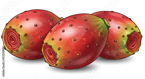 Fresh Prickly Pear Fruits Illustration

